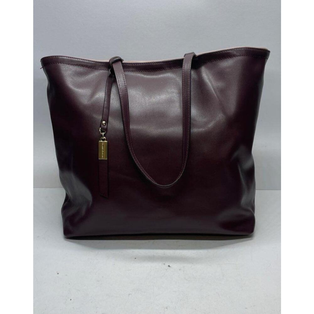 GIANNI NOTARO EUC BURGANDY XL ITALIAN LEATHER  TOTE BAG